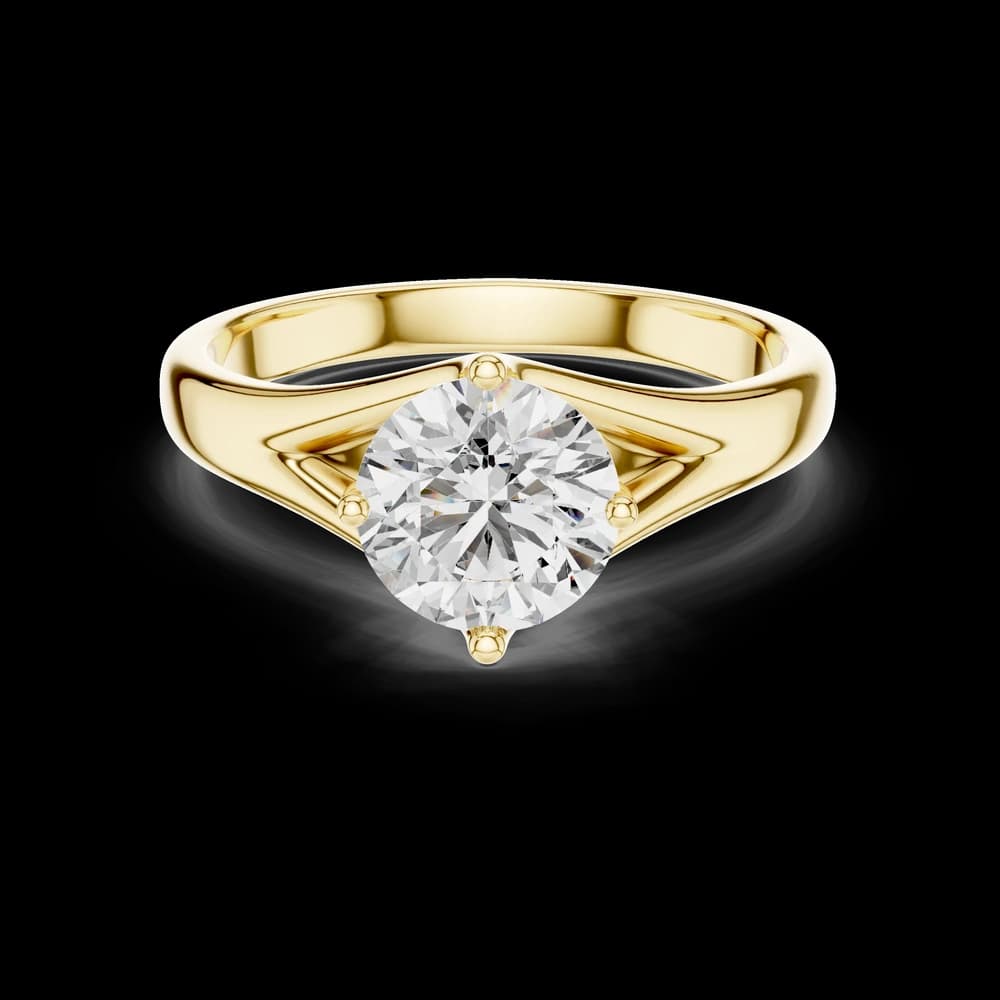 Split Shank Round Lab Grown Gold Ring - Image 2 Split Shank Round Lab Grown Gold Ring, view 2 of 2