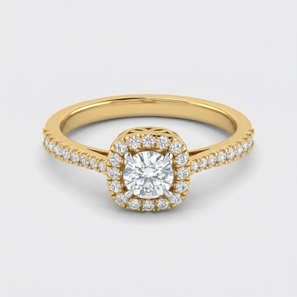 Beaded Halo Pave Lab Grown Diamond Ring - Image 1 Beaded Halo Pave Lab Grown Diamond Ring, view 1 of 3