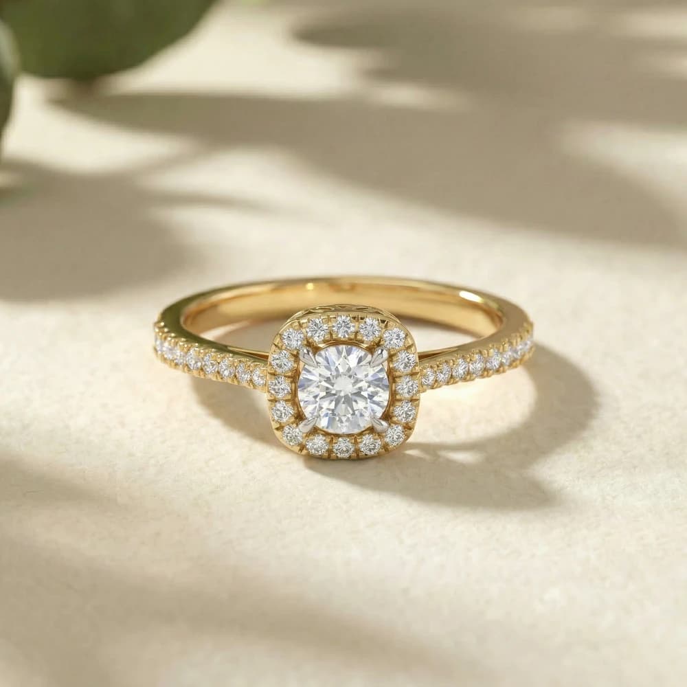 Beaded Halo Pave Lab Grown Diamond Ring - Image 2 Beaded Halo Pave Lab Grown Diamond Ring, view 2 of 3