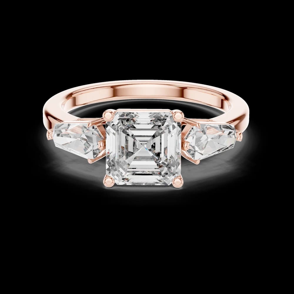 Trapezoid Accented Asscher Cut Lab Grown Diamond Ring - Image 1 Trapezoid Accented Asscher Cut Lab Grown Diamond Ring, view 1 of 6
