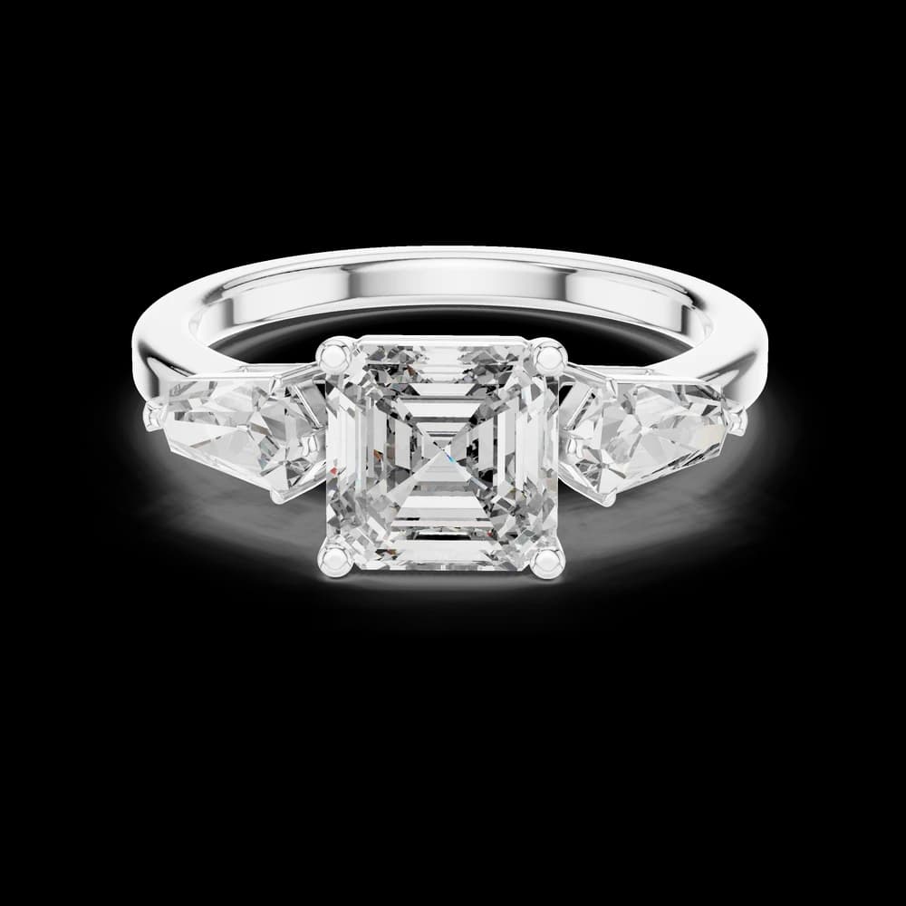 Trapezoid Accented Asscher Cut Lab Grown Diamond Ring - Image 2 Trapezoid Accented Asscher Cut Lab Grown Diamond Ring, view 2 of 6