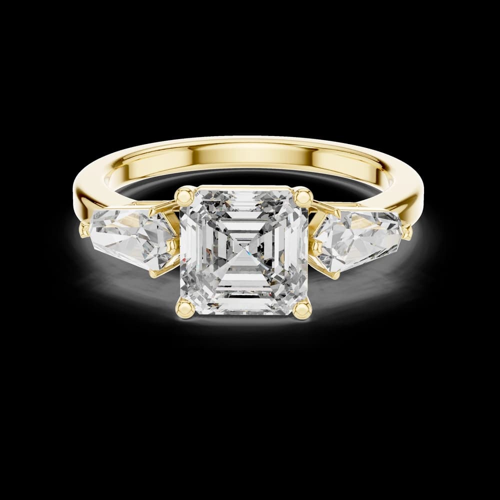 Trapezoid Accented Asscher Cut Lab Grown Diamond Ring - Image 3 Trapezoid Accented Asscher Cut Lab Grown Diamond Ring, view 3 of 6