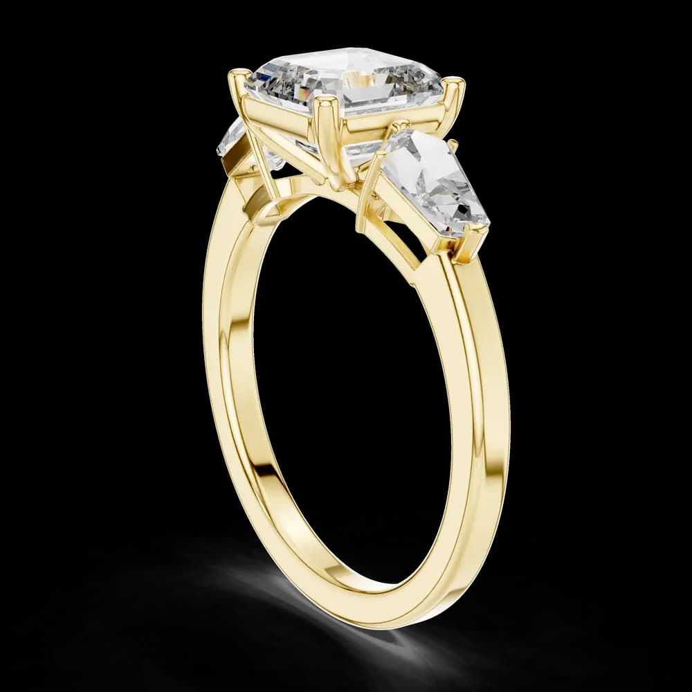 Trapezoid Accented Asscher Cut Lab Grown Diamond Ring - Image 4 Trapezoid Accented Asscher Cut Lab Grown Diamond Ring, view 4 of 6