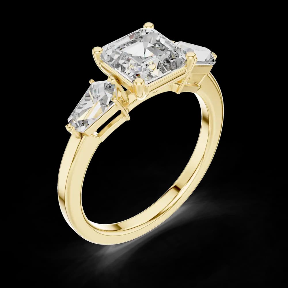 Trapezoid Accented Asscher Cut Lab Grown Diamond Ring - Image 5 Trapezoid Accented Asscher Cut Lab Grown Diamond Ring, view 5 of 6