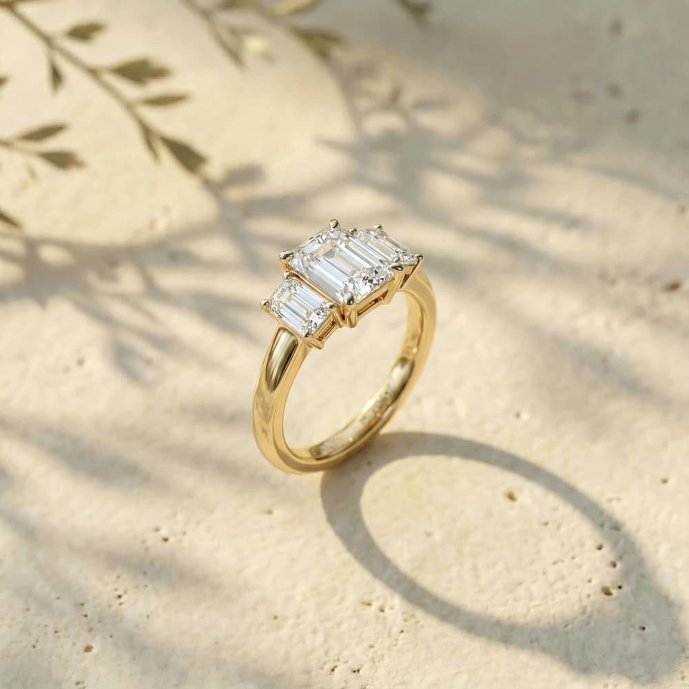 Emerald Cut Side Baguette Lab Grown Diamond Ring - Image 2 Emerald Cut Side Baguette Lab Grown Diamond Ring, view 2 of 3
