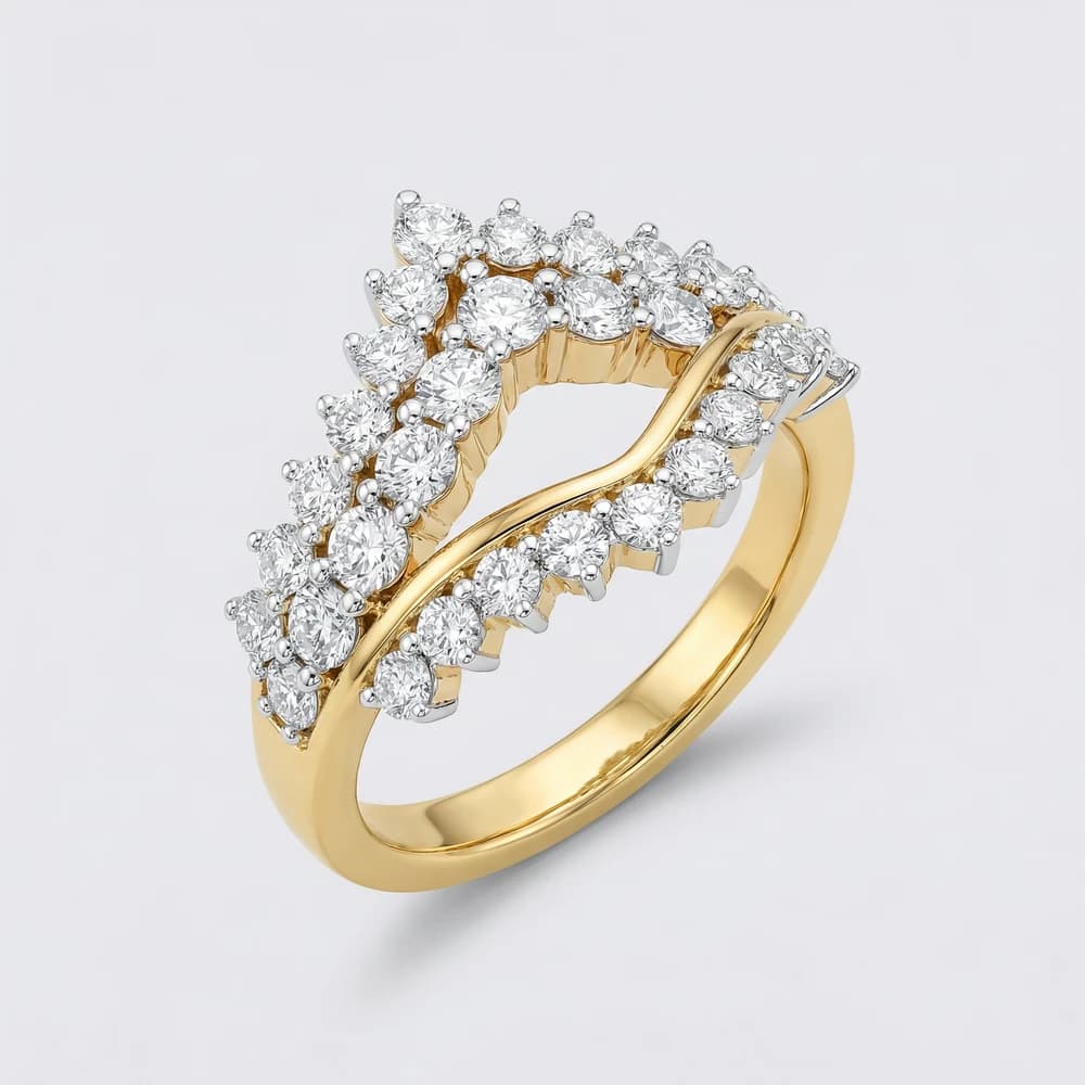 Organic Cluster Split Band Lab Grown Diamond Ring - Image 1 Organic Cluster Split Band Lab Grown Diamond Ring, view 1 of 1