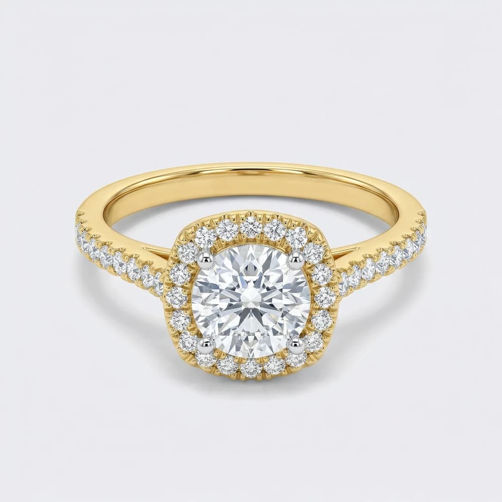 Round Halo Pave Lab Grown Diamond Ring - Image 2 Round Halo Pave Lab Grown Diamond Ring, view 2 of 3