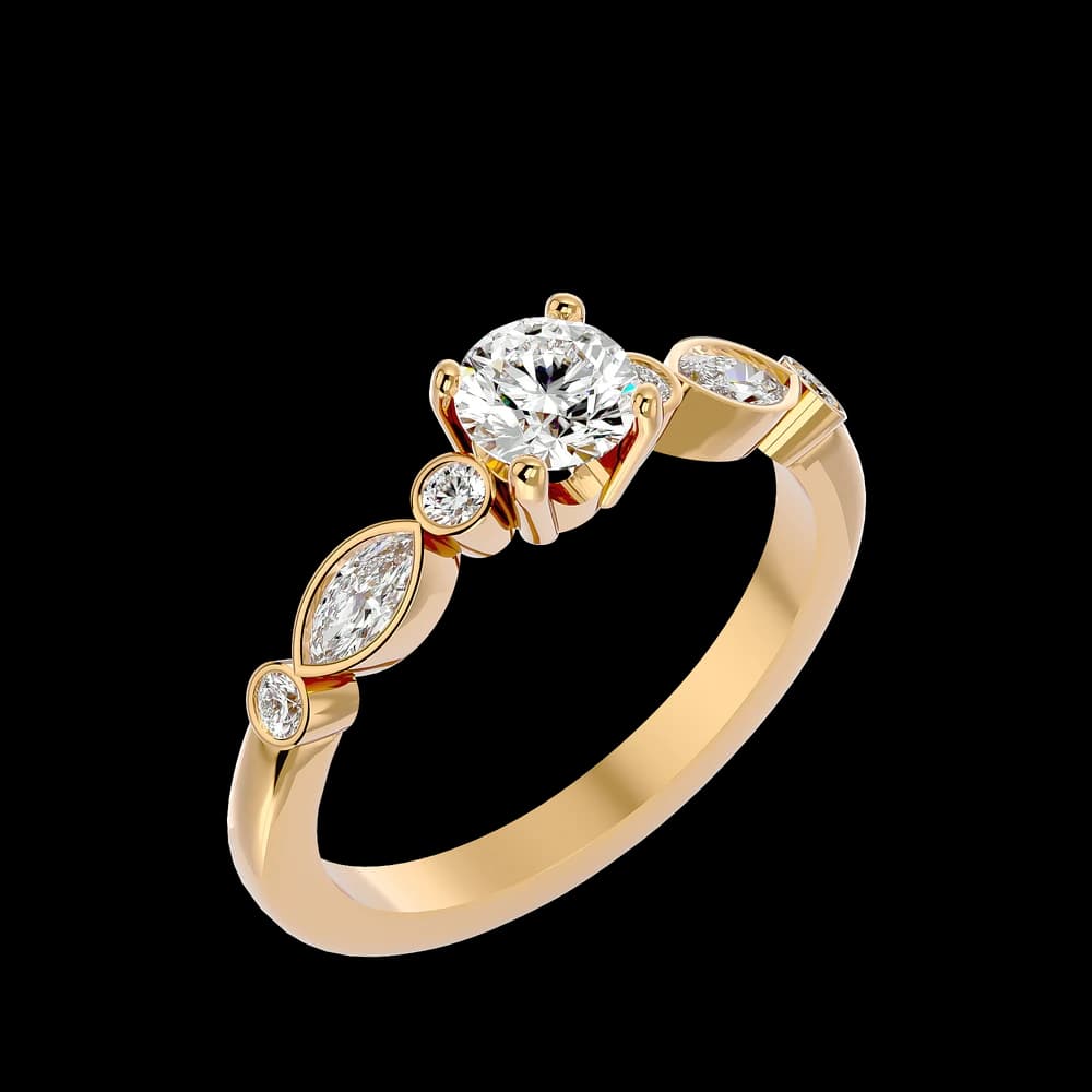 Round Solitaire Marquise Band Lab Grown Diamond Solitaire Ring - Image 2 Round Solitaire Marquise Band Lab Grown Diamond Solitaire Ring, view 2 of 4