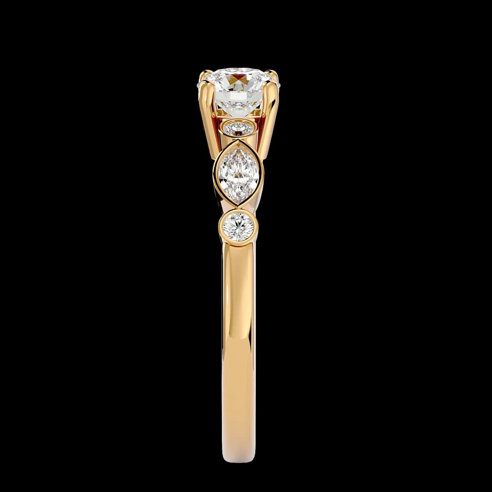 Round Solitaire Marquise Band Lab Grown Diamond Solitaire Ring - Image 4 Round Solitaire Marquise Band Lab Grown Diamond Solitaire Ring, view 4 of 4