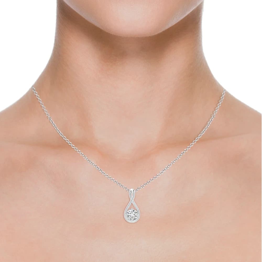 Solitaire Lab Grown Diamond Twist Bale Pendant with Chain - Image 4 Solitaire Lab Grown Diamond Twist Bale Pendant with Chain, view 4 of 4