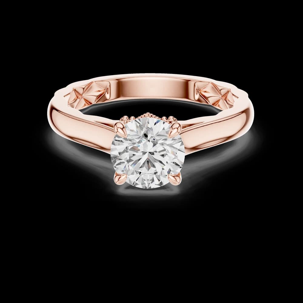 Round Cut Milgrain Band Lab Grown Ring - Image 1 Round Cut Milgrain Band Lab Grown Ring, view 1 of 4