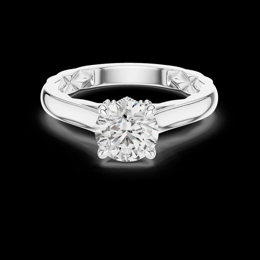 Round Cut Milgrain Band Lab Grown Ring - Image 2 Round Cut Milgrain Band Lab Grown Ring, view 2 of 4