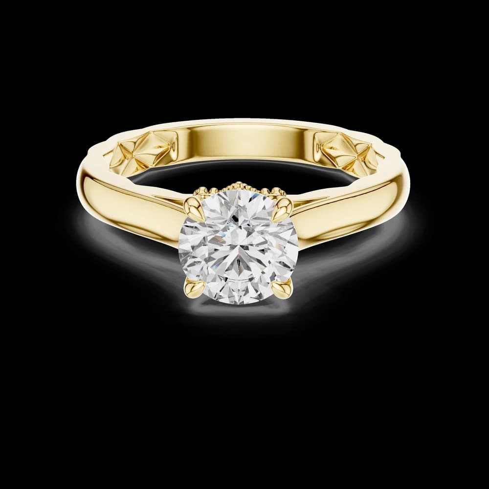 Round Cut Milgrain Band Lab Grown Ring - Image 3 Round Cut Milgrain Band Lab Grown Ring, view 3 of 4