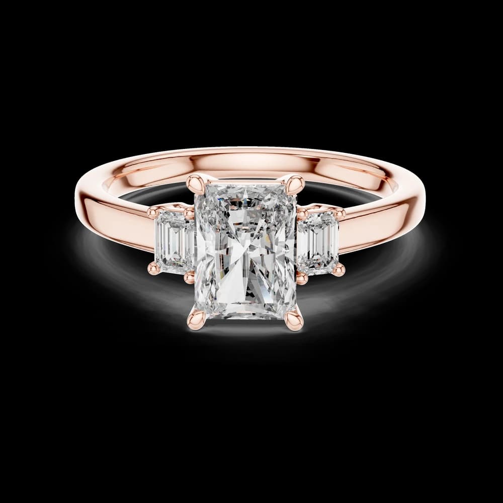 Radiant Cut Baguette Side Stone Lab Ring - Image 1 Radiant Cut Baguette Side Stone Lab Ring, view 1 of 5
