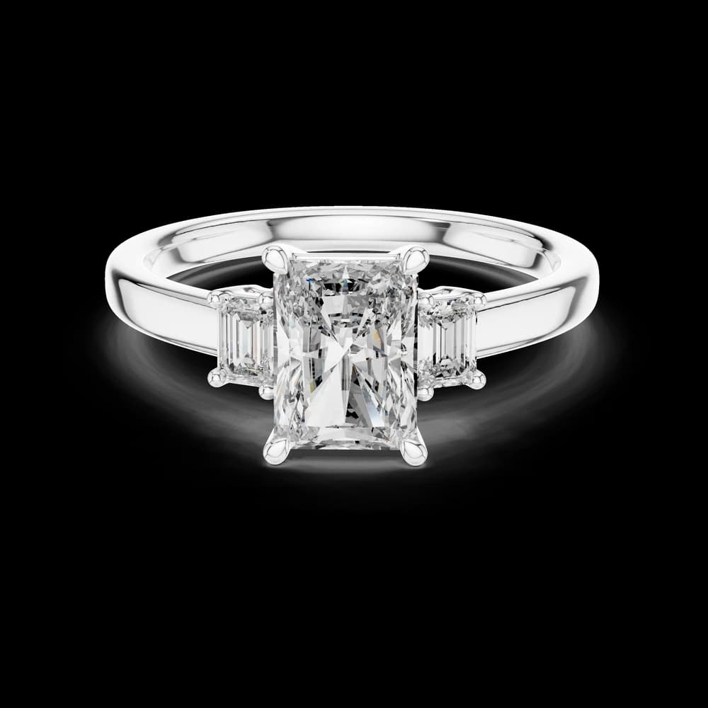 Radiant Cut Baguette Side Stone Lab Ring - Image 2 Radiant Cut Baguette Side Stone Lab Ring, view 2 of 5