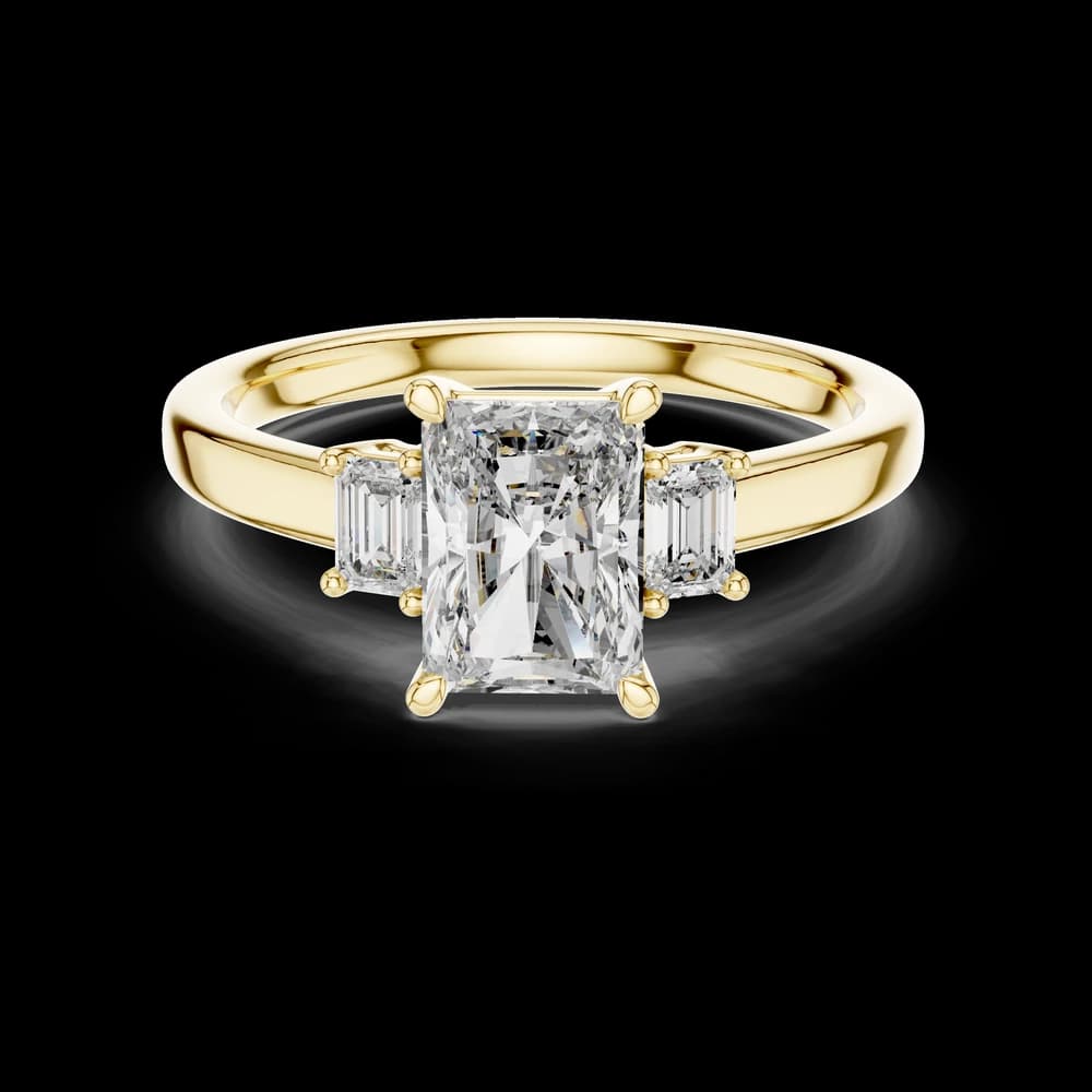 Radiant Cut Baguette Side Stone Lab Ring - Image 3 Radiant Cut Baguette Side Stone Lab Ring, view 3 of 5