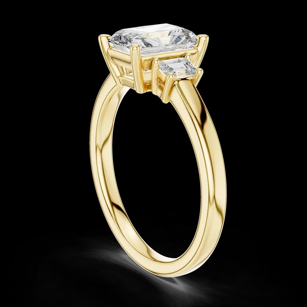 Radiant Cut Baguette Side Stone Lab Ring - Image 4 Radiant Cut Baguette Side Stone Lab Ring, view 4 of 5