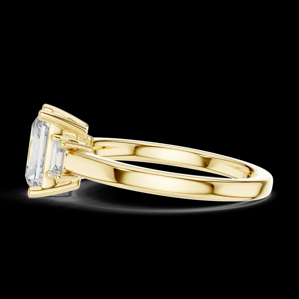 Radiant Cut Baguette Side Stone Lab Ring - Image 5 Radiant Cut Baguette Side Stone Lab Ring, view 5 of 5