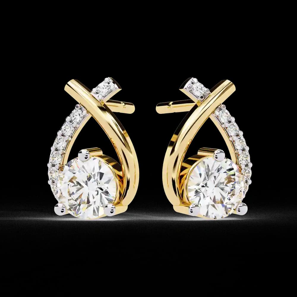 Sophisticated Gold Lab Grown Diamond Stud Earrings - Image 1 Sophisticated Gold Lab Grown Diamond Stud Earrings, view 1 of 4