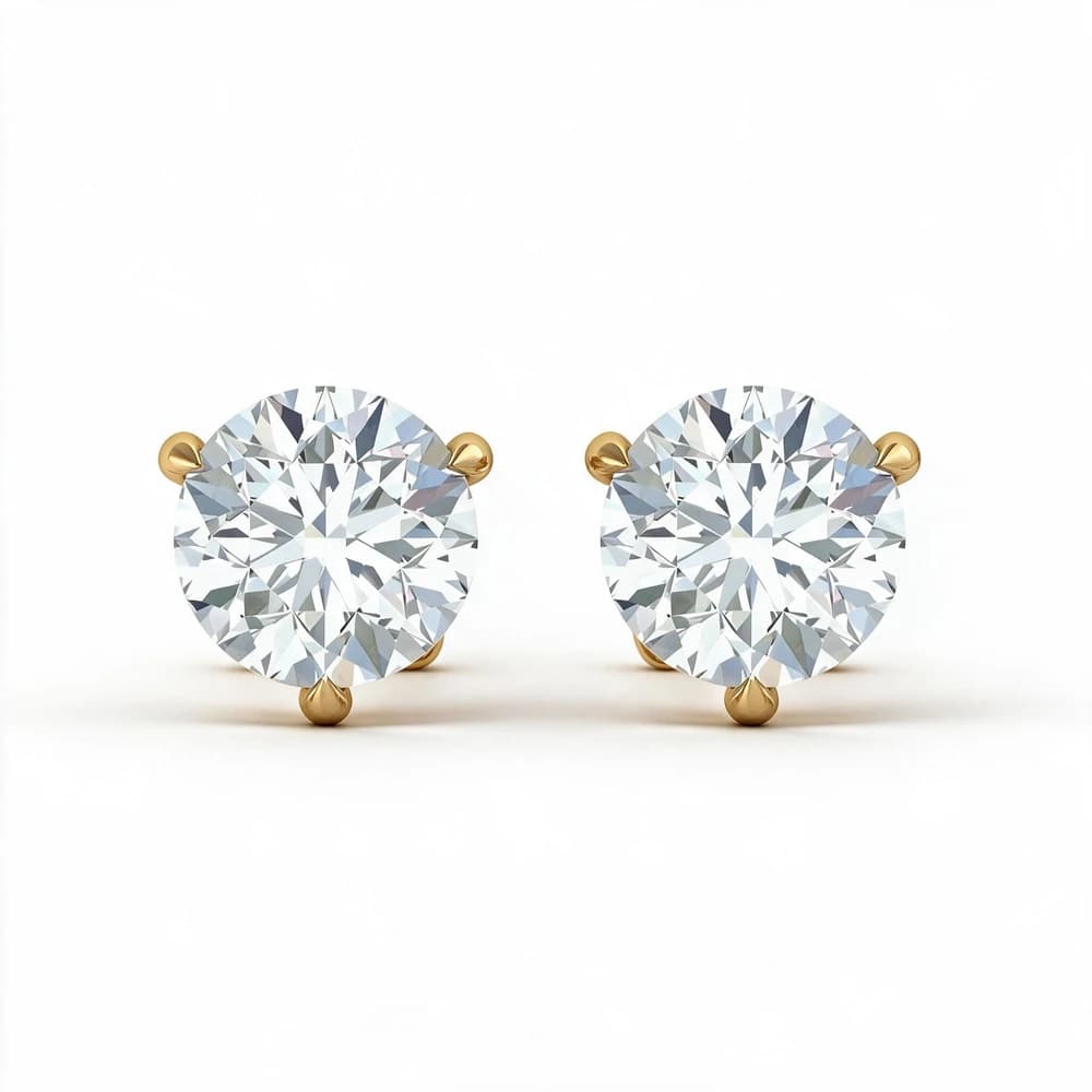 Sophisticated Three Prong Diamond Studs - Image 1 Sophisticated Three Prong Diamond Studs, view 1 of 4