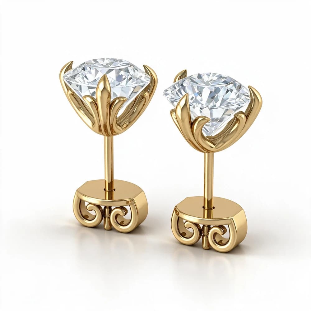 Sophisticated Three Prong Diamond Studs - Image 4 Sophisticated Three Prong Diamond Studs, view 4 of 4