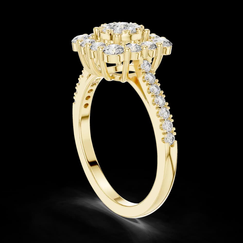 Square Cluster Halo Pavé Yellow Lab Grown Diamond Ring - Image 4 Square Cluster Halo Pavé Yellow Lab Grown Diamond Ring, view 4 of 6