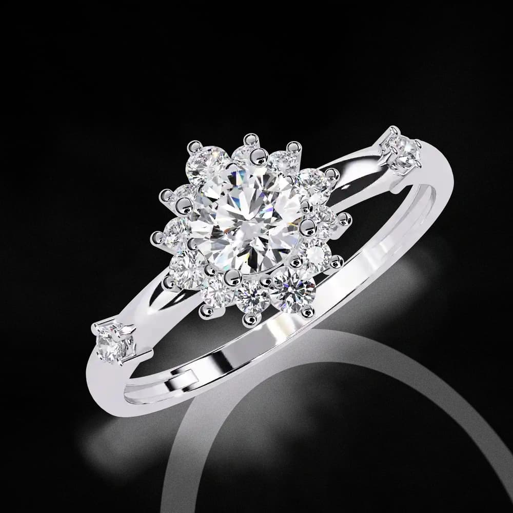 Sparkling Lab Grown Diamond Halo Engagement Ring - Image 1 Sparkling Lab Grown Diamond Halo Engagement Ring, view 1 of 4