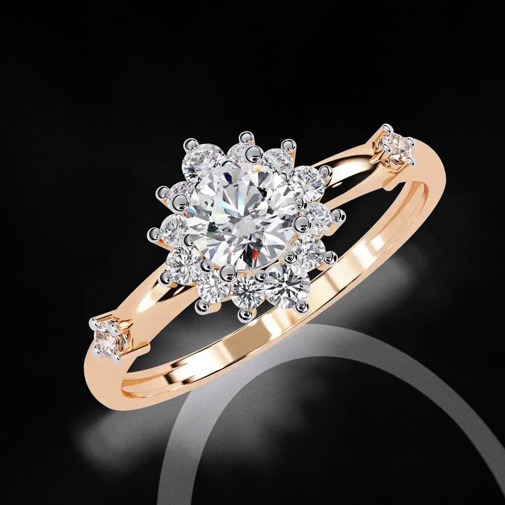 Sparkling Lab Grown Diamond Halo Engagement Ring - Image 3 Sparkling Lab Grown Diamond Halo Engagement Ring, view 3 of 4