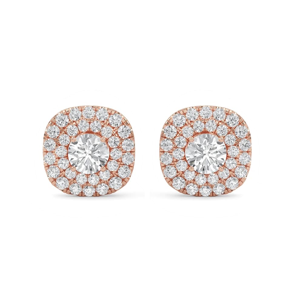 Sparkling Gold Halo Lab Grown Diamond Stud Earrings - Image 1 Sparkling Gold Halo Lab Grown Diamond Stud Earrings, view 1 of 4
