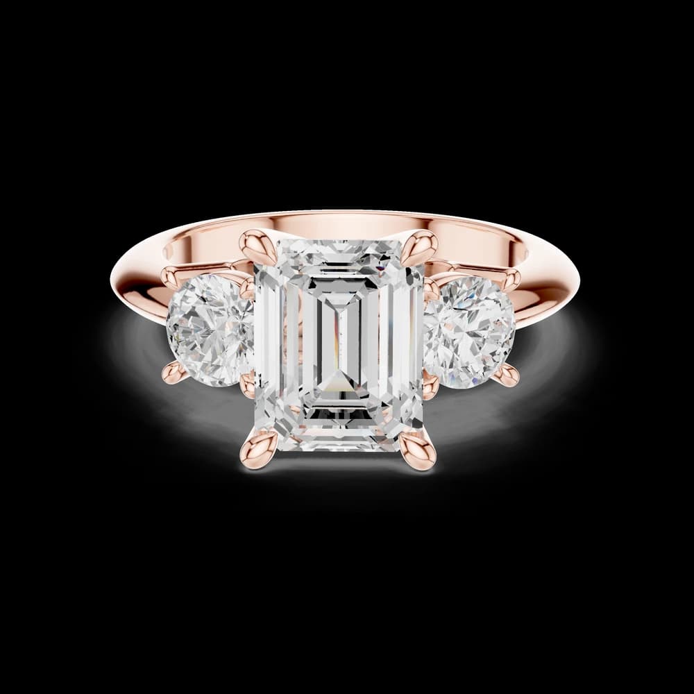 Emerald Cut With Round Side Stone Lab Grown Diamond Ring - Image 1 Emerald Cut With Round Side Stone Lab Grown Diamond Ring, view 1 of 6