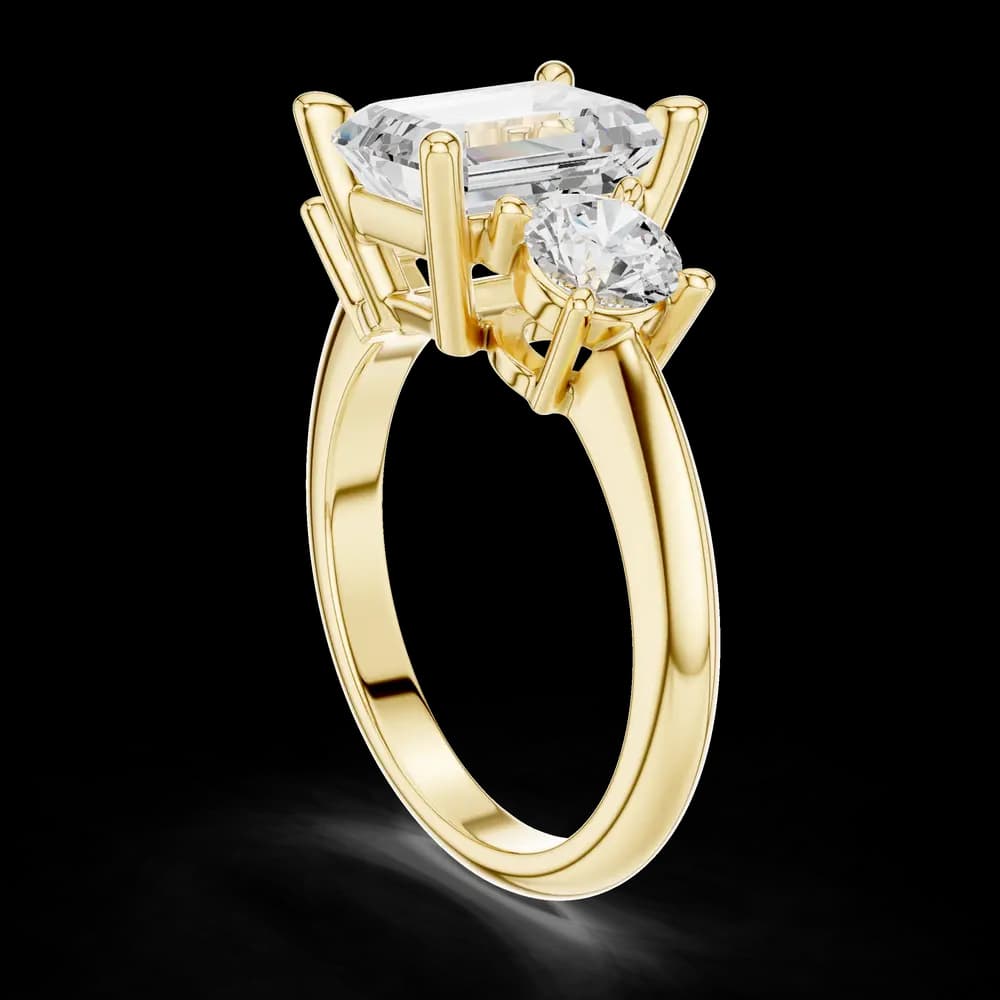 Emerald Cut With Round Side Stone Lab Grown Diamond Ring - Image 4 Emerald Cut With Round Side Stone Lab Grown Diamond Ring, view 4 of 6