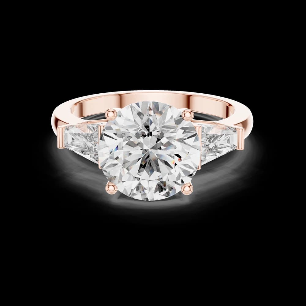 Elegant Round Cut Three Stone Lab Grown Ring - Image 1 Elegant Round Cut Three Stone Lab Grown Ring, view 1 of 5