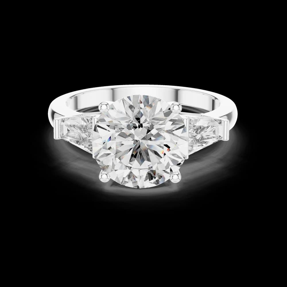 Elegant Round Cut Three Stone Lab Grown Ring - Image 2 Elegant Round Cut Three Stone Lab Grown Ring, view 2 of 5