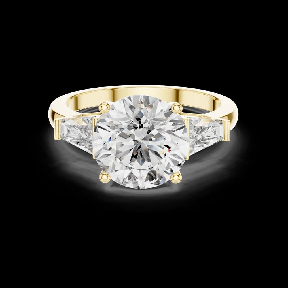Elegant Round Cut Three Stone Lab Grown Ring - Image 3 Elegant Round Cut Three Stone Lab Grown Ring, view 3 of 5