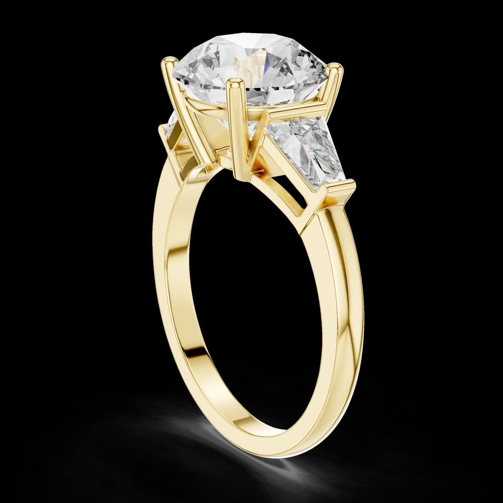 Elegant Round Cut Three Stone Lab Grown Ring - Image 4 Elegant Round Cut Three Stone Lab Grown Ring, view 4 of 5