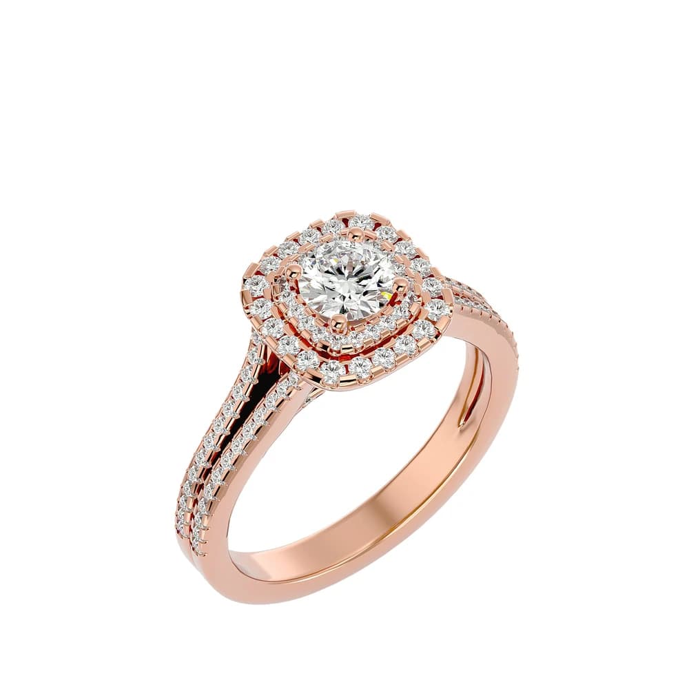 Double Halo Round Lab Grown Diamond Ring - Image 1 Double Halo Round Lab Grown Diamond Ring, view 1 of 3