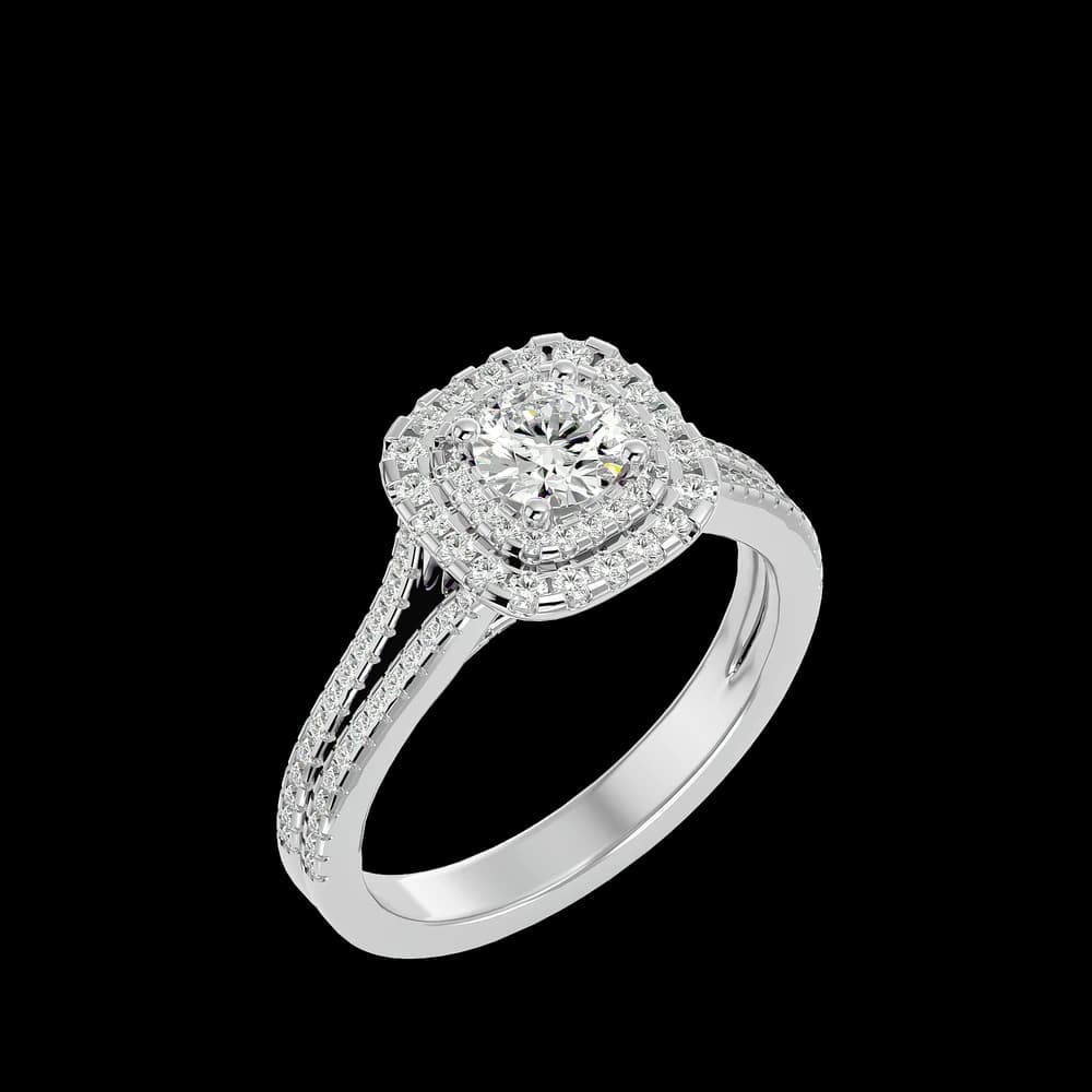 Double Halo Round Lab Grown Diamond Ring - Image 2 Double Halo Round Lab Grown Diamond Ring, view 2 of 3