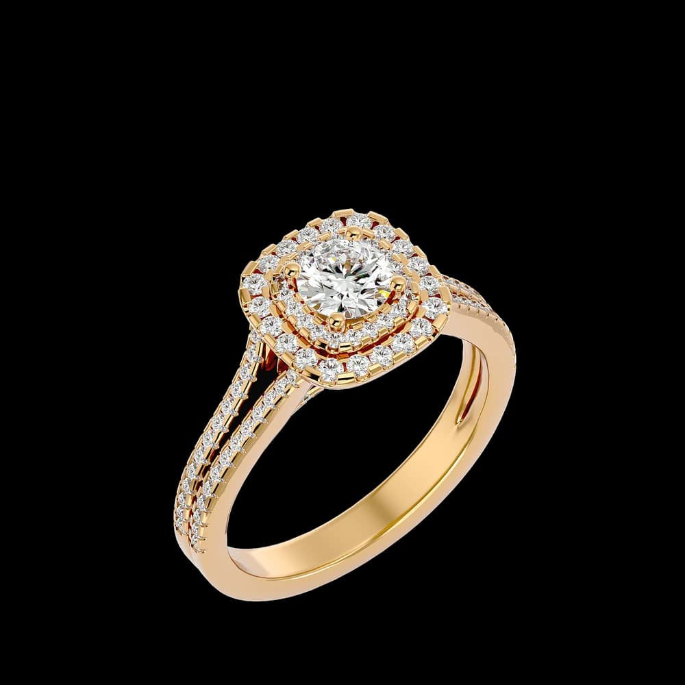 Double Halo Round Lab Grown Diamond Ring - Image 3 Double Halo Round Lab Grown Diamond Ring, view 3 of 3