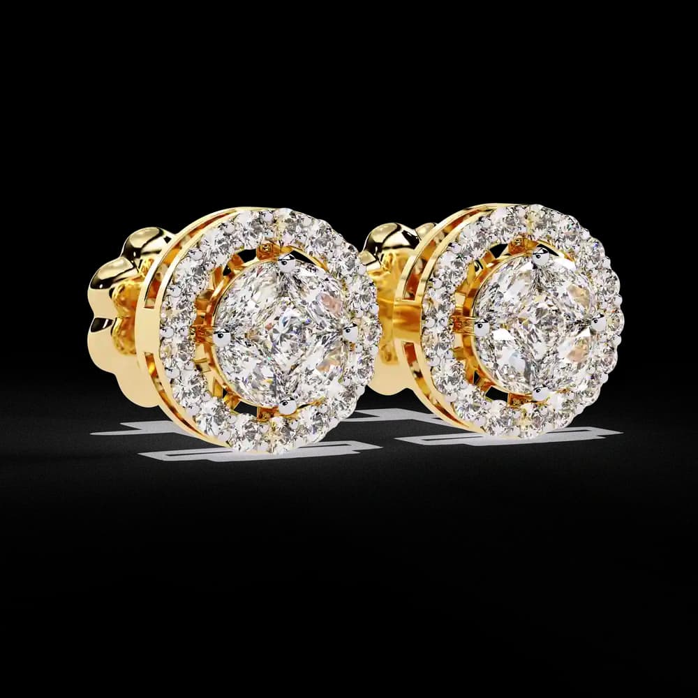 Sparkling Halo Lab Grown Diamond Stud Earrings - Image 1 Sparkling Halo Lab Grown Diamond Stud Earrings, view 1 of 18