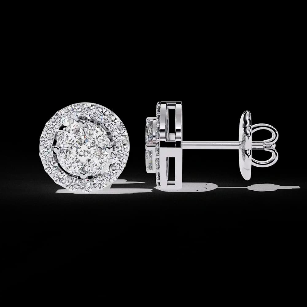 Sparkling Halo Lab Grown Diamond Stud Earrings - Image 16 Sparkling Halo Lab Grown Diamond Stud Earrings, view 16 of 18
