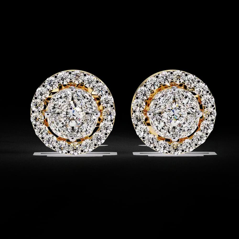 Sparkling Halo Lab Grown Diamond Stud Earrings - Image 3 Sparkling Halo Lab Grown Diamond Stud Earrings, view 3 of 18