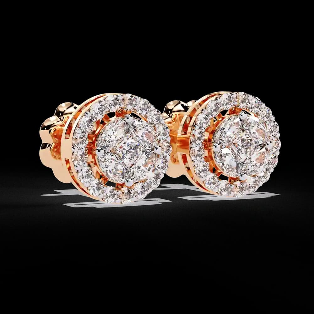 Sparkling Halo Lab Grown Diamond Stud Earrings - Image 4 Sparkling Halo Lab Grown Diamond Stud Earrings, view 4 of 18