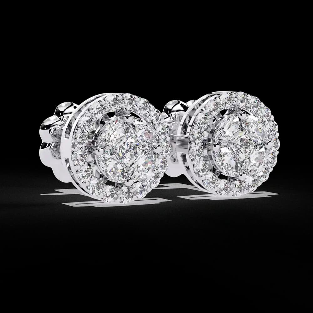 Sparkling Halo Lab Grown Diamond Stud Earrings - Image 5 Sparkling Halo Lab Grown Diamond Stud Earrings, view 5 of 18