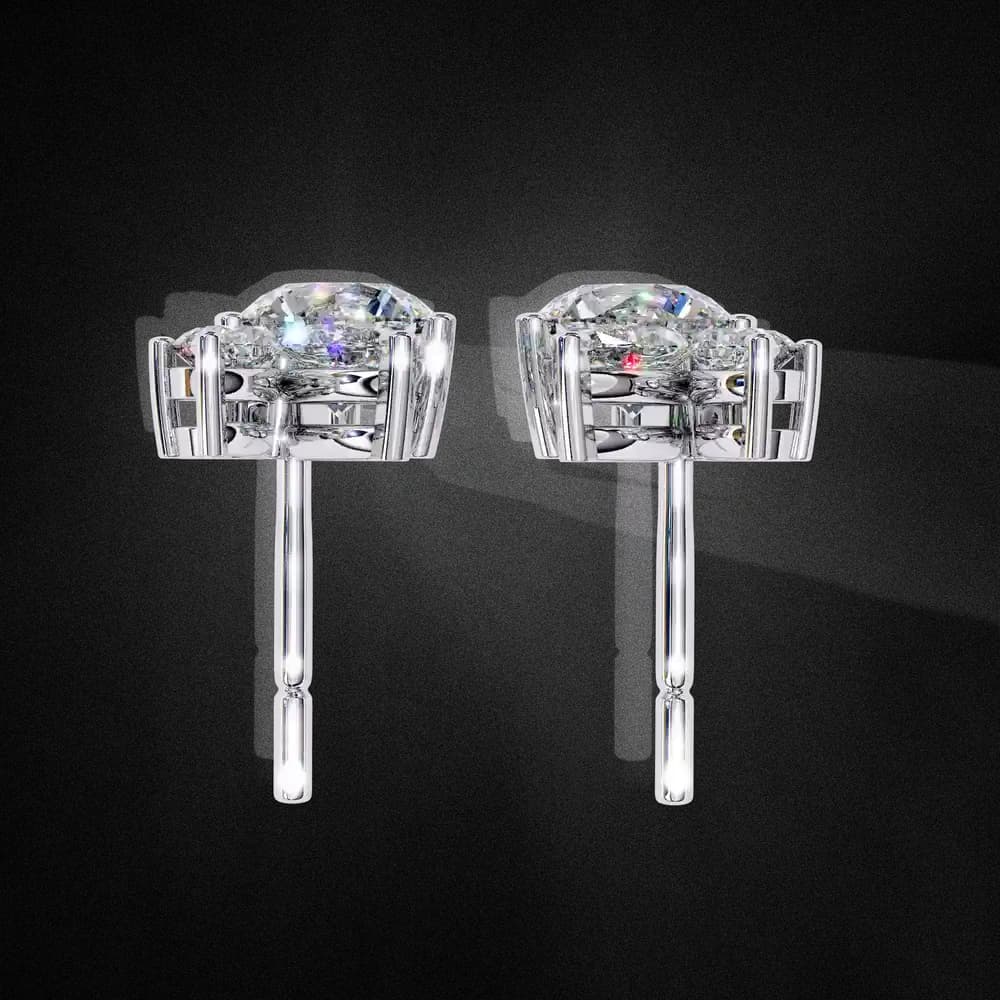 Sparkling Marquise and Round Lab Grown Diamond Stud Earrings - Image 3 Sparkling Marquise and Round Lab Grown Diamond Stud Earrings, view 3 of 4