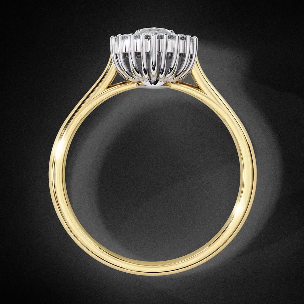 Marquise Center Halo Diamond Lab Grown Diamond Ring - Image 2 Marquise Center Halo Diamond Lab Grown Diamond Ring, view 2 of 4