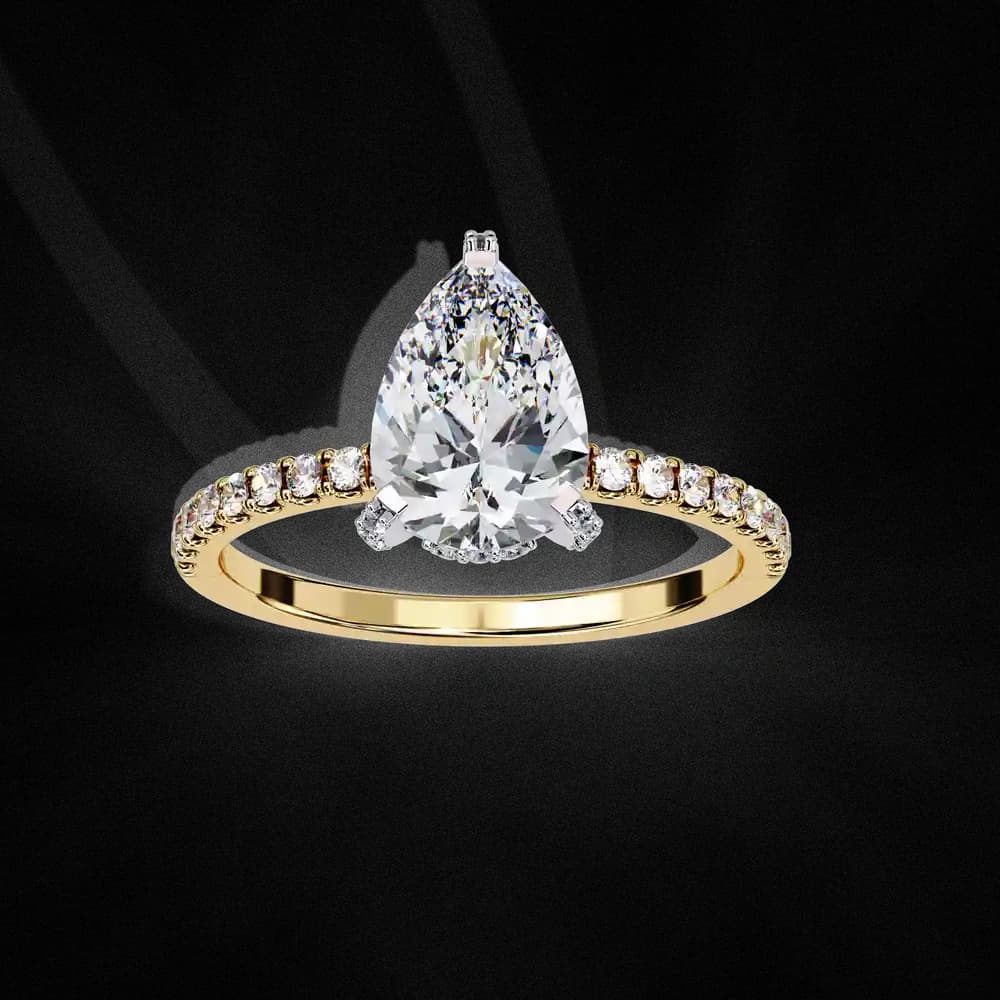 Sparkling Pear Cut Lab Grown Diamond Engagement Ring - Image 1 Sparkling Pear Cut Lab Grown Diamond Engagement Ring, view 1 of 14