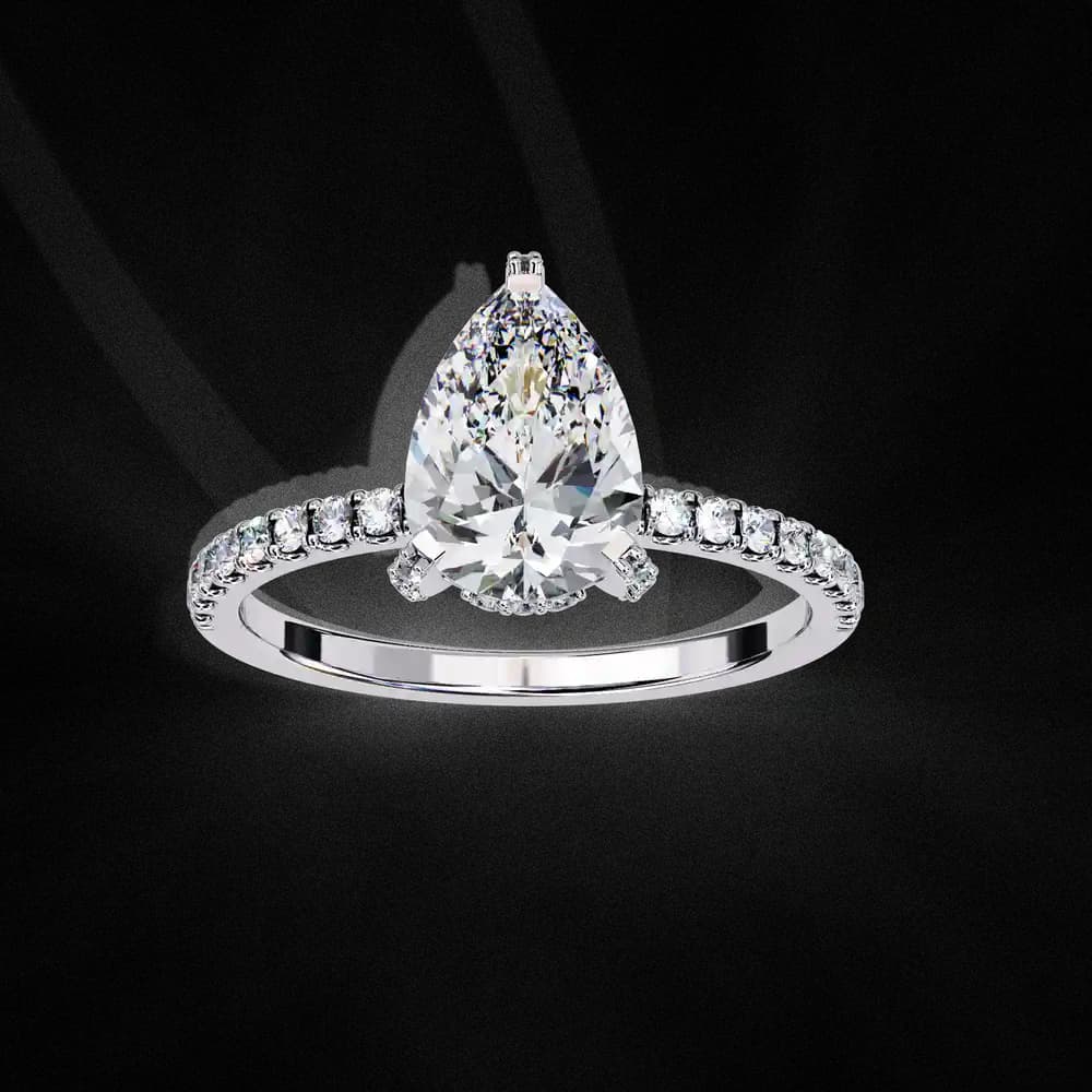 Sparkling Pear Cut Lab Grown Diamond Engagement Ring - Image 10 Sparkling Pear Cut Lab Grown Diamond Engagement Ring, view 10 of 14