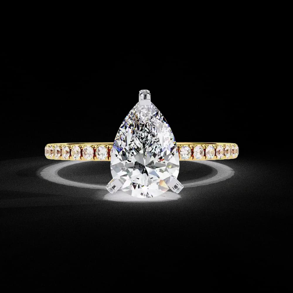 Sparkling Pear Cut Lab Grown Diamond Engagement Ring - Image 2 Sparkling Pear Cut Lab Grown Diamond Engagement Ring, view 2 of 14