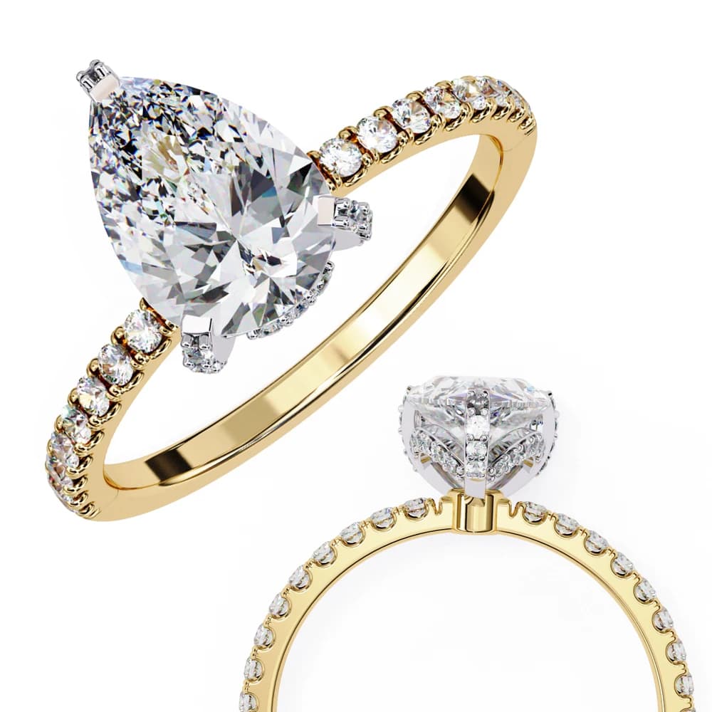 Sparkling Pear Cut Lab Grown Diamond Engagement Ring - Image 6 Sparkling Pear Cut Lab Grown Diamond Engagement Ring, view 6 of 14