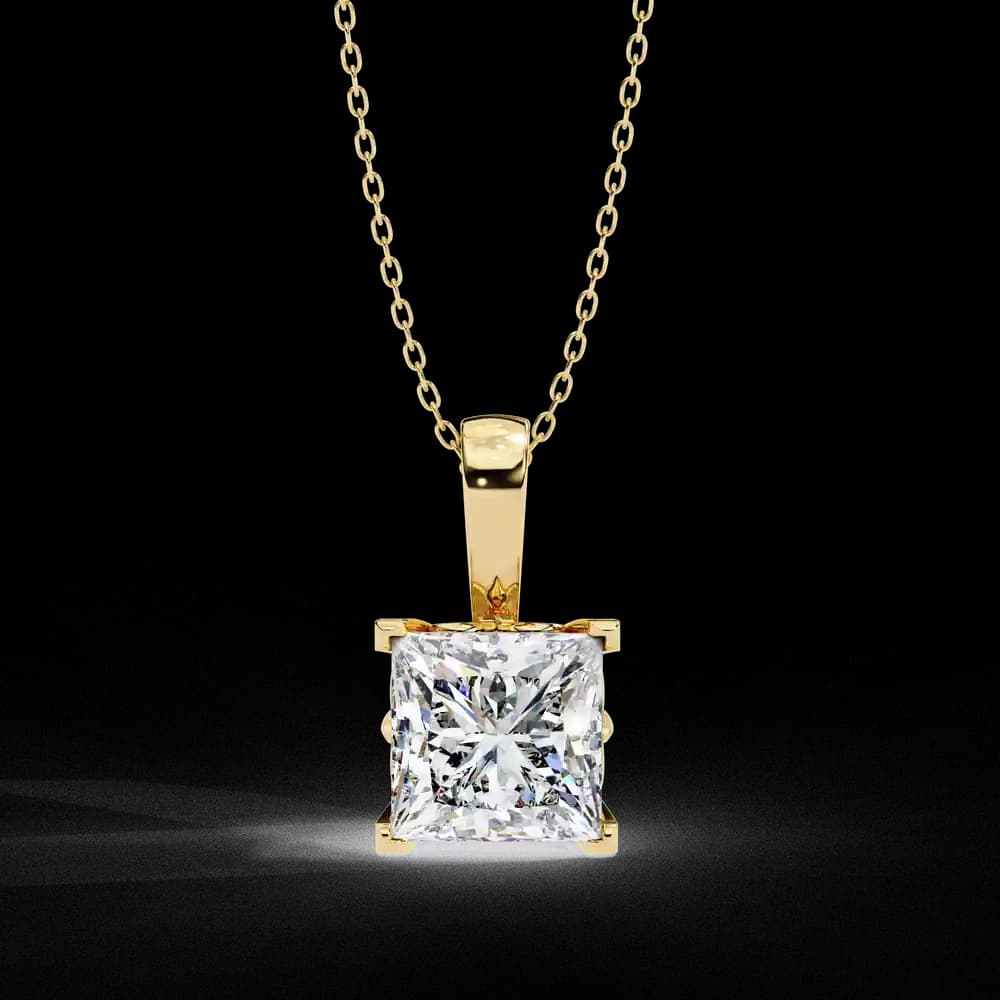 Sparkling Princess Cut Lab Grown Diamond Pendant - Image 11 Sparkling Princess Cut Lab Grown Diamond Pendant, view 11 of 16